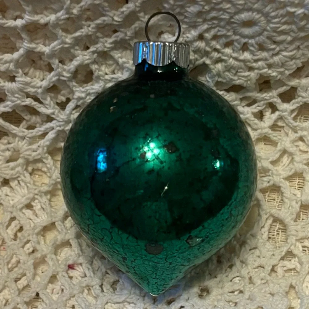 Shiny Brite Vintage Christmas Ornaments Set Mercury Glass Gold Green White Red